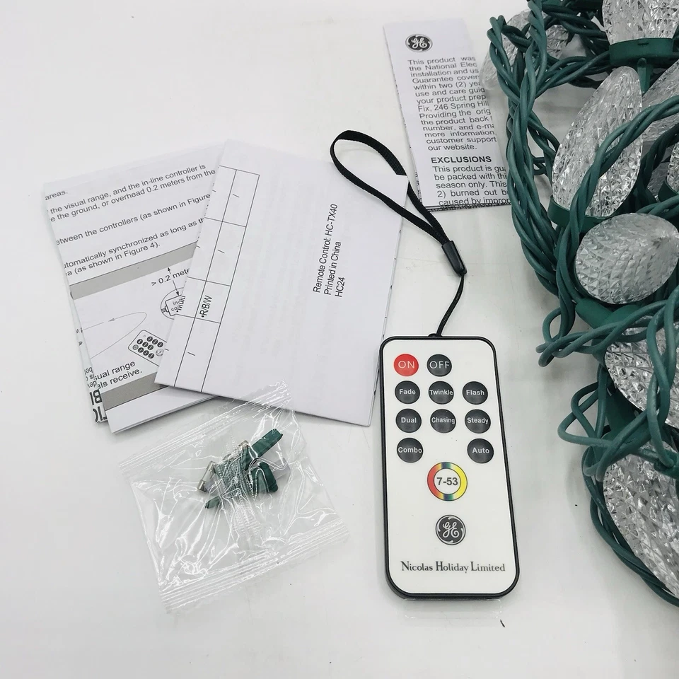 NEW GE Color Effects 50 LED  Faceted C-9 Lights 32.6 ft  7-Colors & 53 Functions - Image 4 of 4