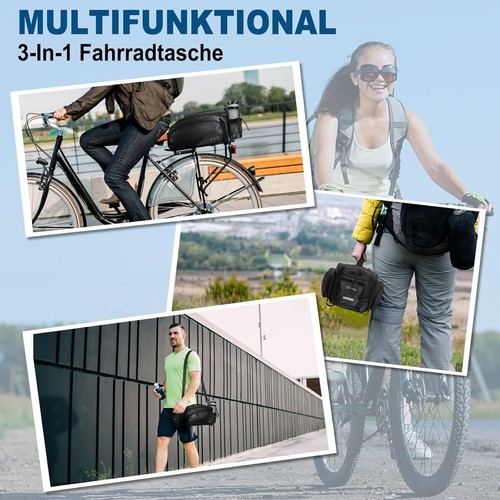3in1 Fahrradtasche für Gepäckträger Rucksack, Packtasche Wasserdicht 12L E-Bike - Bild 7 von 12