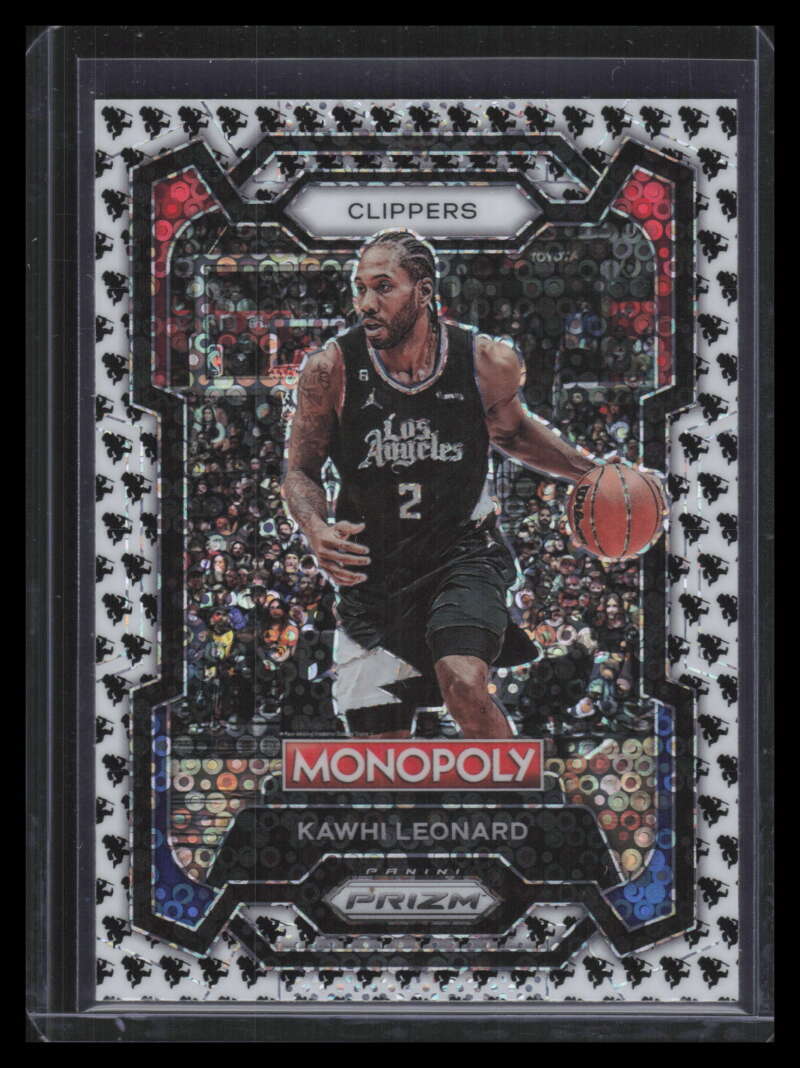2023-24 Panini Prizm Monopoly Man Black and White Refractor 37 Kawhi Leonard