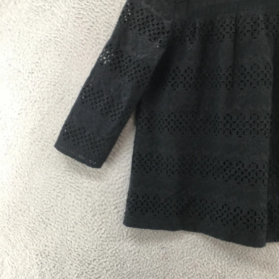 Blusa Top Vineyard Vines con Ojales para Mujer 4 Negro Algodón Bordado Borde Atado Trasero Foto 3 de 4