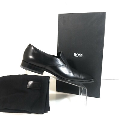 Hugo Boss Men Black Leather Slip On Loafers 7 US 8 Exclusive Men main image 2