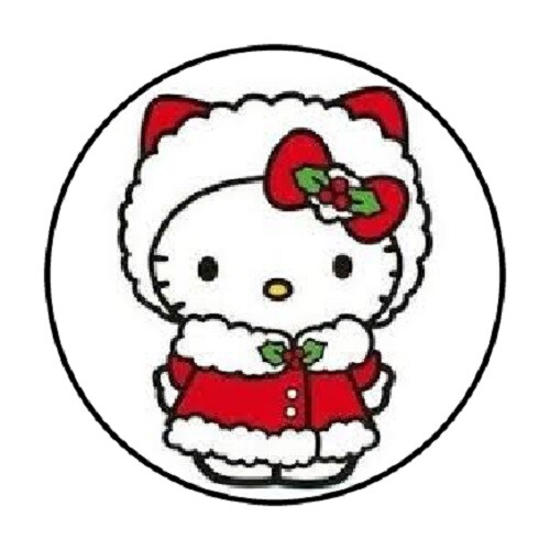 48 CHRISTMAS SANTA HELLO KITTY!!! STICKER LABEL ENVELOPE SEALS 1.2