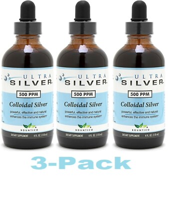 FREE 2-3 DAY SHIPPING!!! 3-PACK Ultra Silver Colloidal Silver  500 ppm 4oz
