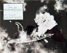 WW2 RAF TIRPITZ RAID PHOTO NOV 1944 SIGNED G/C JAMES TAIT & F/LT BOB KNIGHTS.