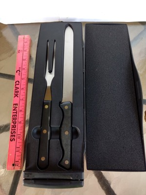 Pampered Chef Carving Set #1041 Knife Fork Built-In Sharpener with Case | eBay