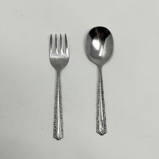 Oneida Deluxe CHERIE Stainless 2 Piece Baby Set Made In America Mini Spoon Fork