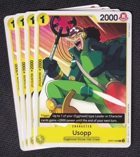 x4 Usopp ~ OP07-099 Common One Piece 500 Years in the Future Yellow NM
