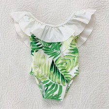 Janie and Jack Palm Leaf Ruffle Swimsuit