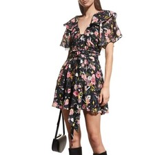 NWT 495 Tanya Taylor Mara Floral Print Flutter Sleeve Mini Dress 2