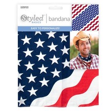 Styled Basics Bandana Red, White  Blue Flag Cotton 4th of July 1 Piece 22 x 22"