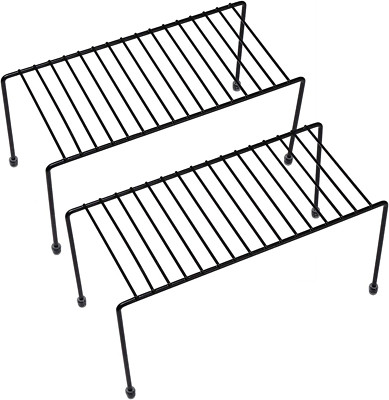 Kitchen Shelves Cabinet Organization Mini Storage Shelf Black Set of 2