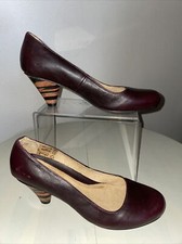 J. SHOES Dorothy Women's uk 7 Burgundy Leather  Zebra Heels Mary Pumps EU 40
