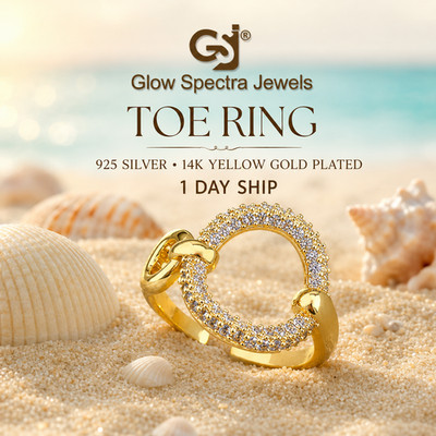 0.15 Ct Round Cut Simulated Diamond 14k Yellow Gold Plated Adjustable Toe Ring