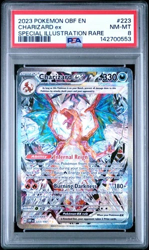 2023 POKEMON OBF EN-OBSIDIAN FLAMES SPECIAL ILLUSTRATION RARE CHARIZARD EX PSA 8