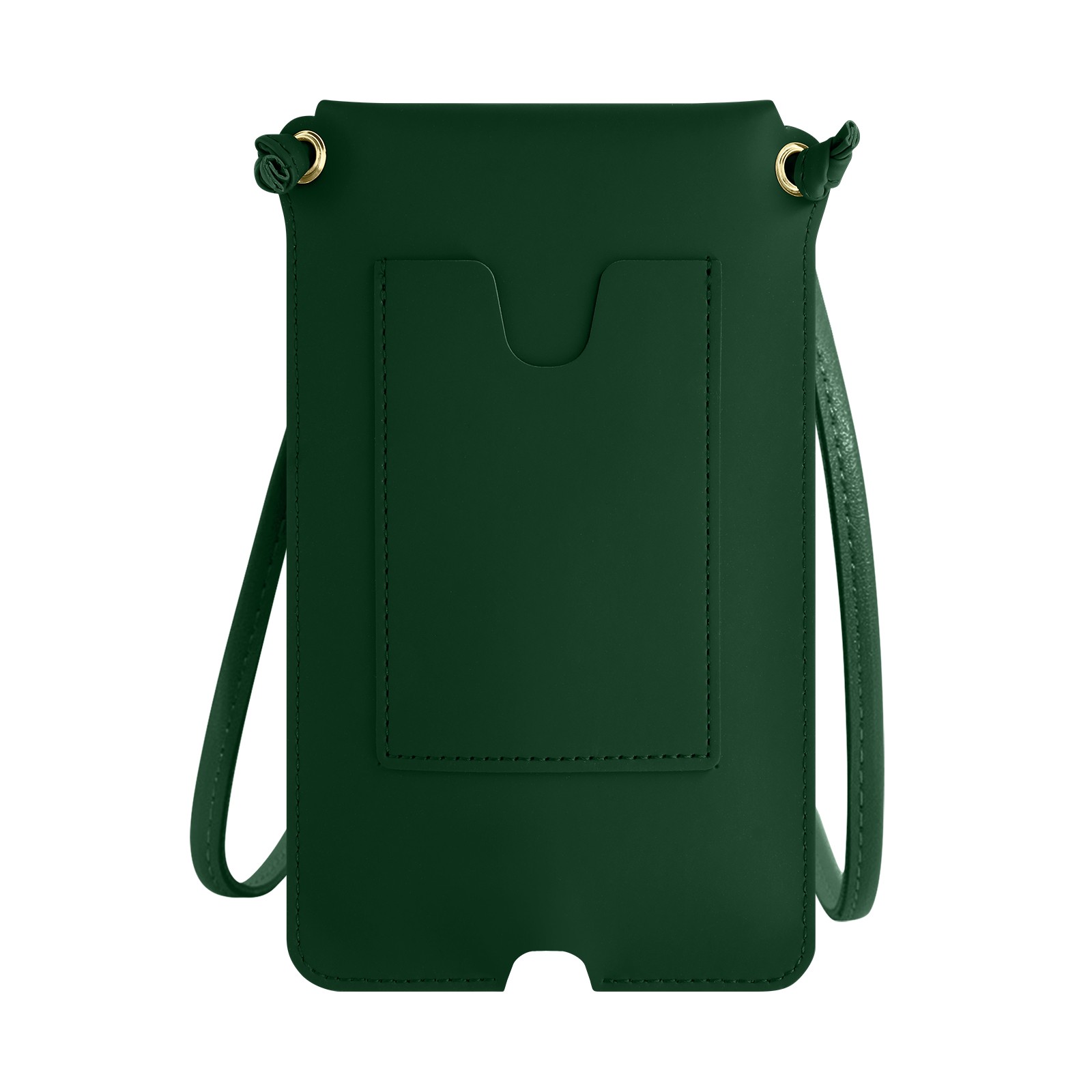 Étui à bandoulière pour smartphone en simili cuir vert foncé aux finitions haute couture
