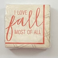 Fall Cocktail Napkins 2-Ply Paper 40ct Orange Tan I Love Fall Most Of All NEW
