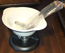 Distinction 10 Piece Cheese Fondue Set Ceramic Bowl Black Stand 5 Forks