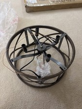 4-Light Rust Black Drum Cage Candlestick Island Chandelier