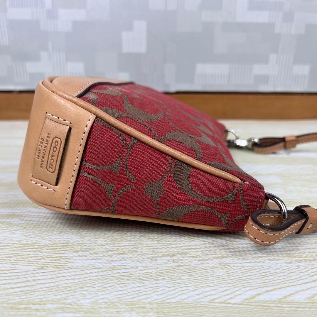 Coach 6094 Red Signature Canvas Leather Shoulder Hand Demi Mini