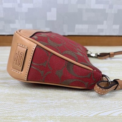 Coach 6094 Red Signature Canvas Leather Shoulder Hand Demi Mini