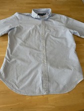 Ralph Lauren Blue Seersucker Shirt Large Pink Pony
