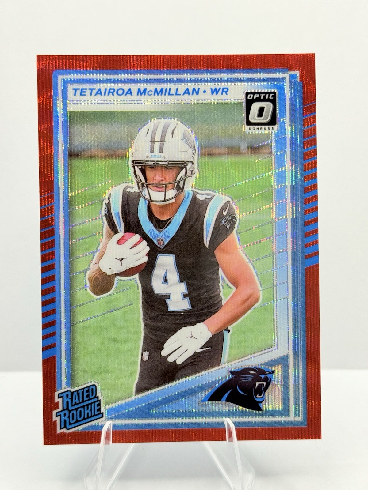 2025 Donruss Tetairoa McMillan Red Wave Rated Rookie Optic Preview Panthers #314