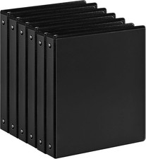 1 Inch 3 Ring Binder 2-Pocket Black - Pack of 6