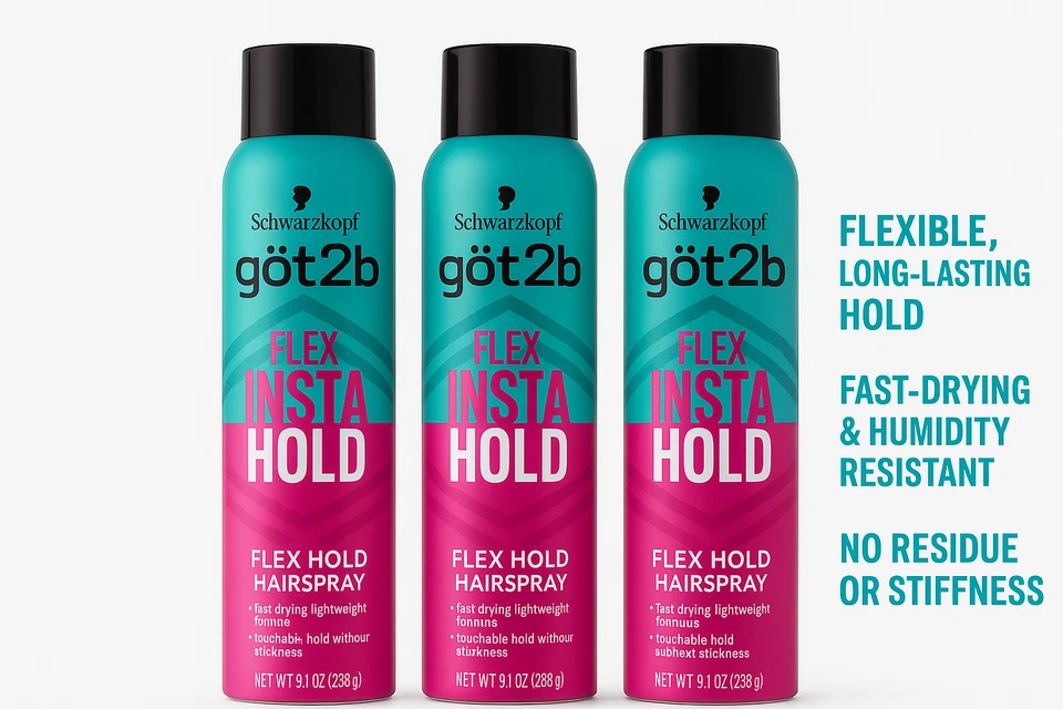 3 Pack Schwarzkopf got2b Flex Insta Hold Hairspray 9.1oz Fast Drying - Image 2 of 4