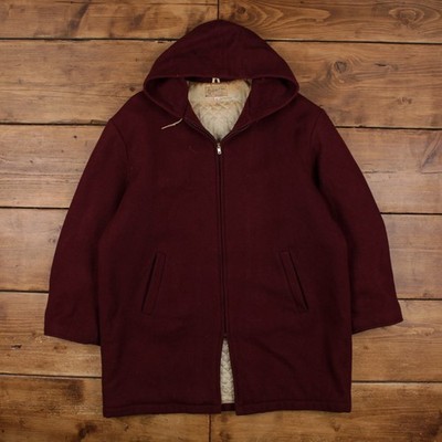 Vintage Hewitt Mfg CORP Varsity Jacke L Herren 60er rot Wolle Kapuze Mantel gefüttert