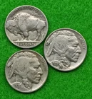 Set of 3 Coins - 3 Buffalo Nickels (Random Date) 1930's Circulated lot