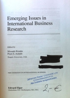 Emerging Issues in International Business Research; New Horizons in Internationa