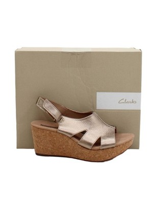 Clarks Damen Sandalen UK 6 Gold 100% Leder Espadrille