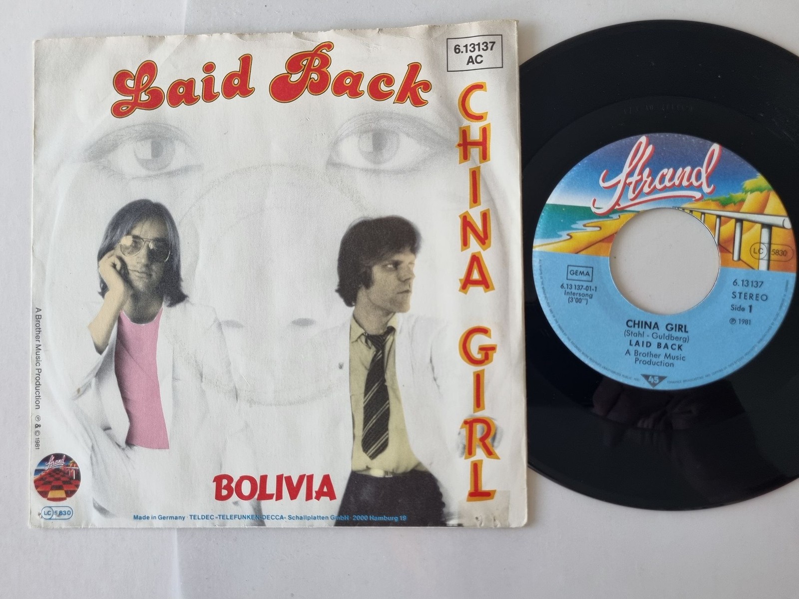 Laid Back - China Girl 7'' Vinyl Germany PROMO COVER