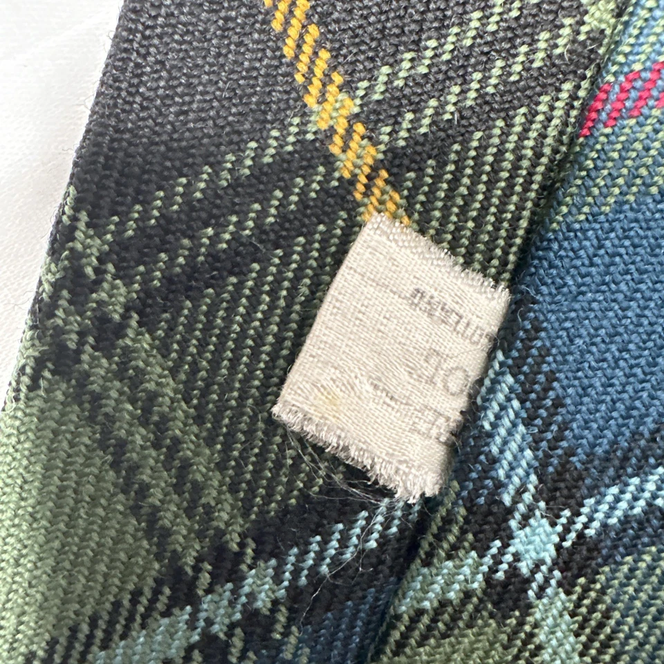 Corbata de cuello a cuadros escoceses de lana para hombre, verde azul marino rojo clásica vintage papá Escocia Foto 2 de 4