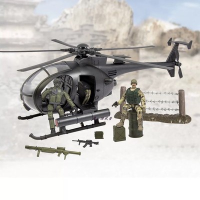 Justice Red 1:18 Tarmac and Bird Helicopter Set and accessories Military Model