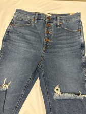 NWT Madewell 10  High Rise Skinny Jeans Button Fly Distressed Raw Hem W29