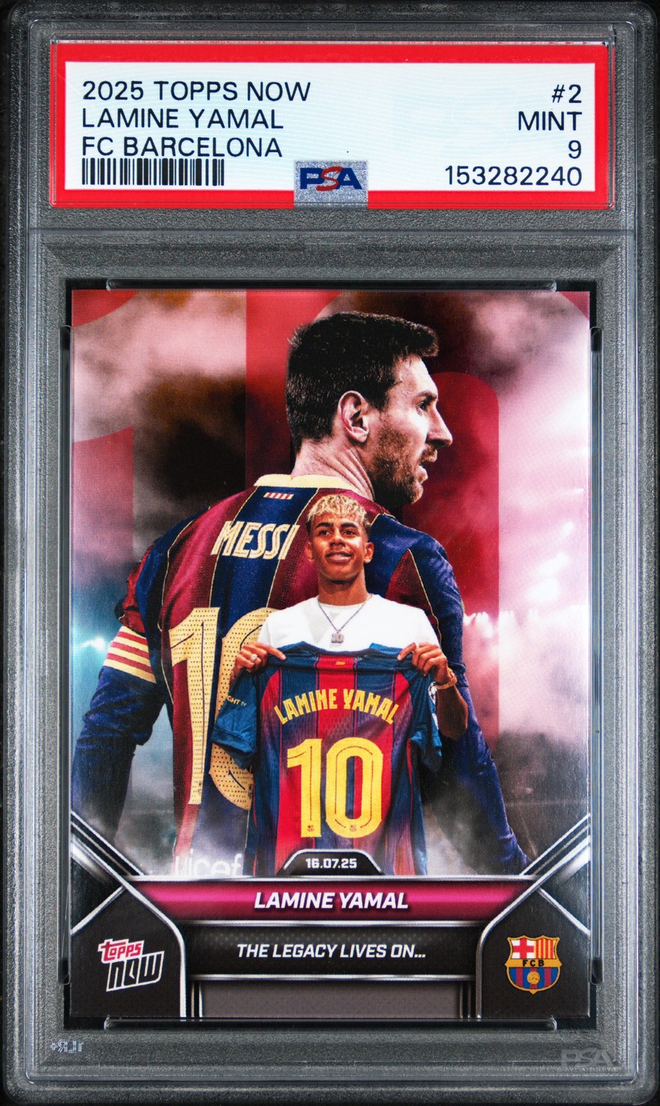 2025-2026 TOPPS NOW FC BARCELONA #2 LAMINE YAMAL PSA 9