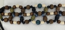 Bohemian Belt Woven Large Wooden Beads Multi Colors Dark Cords Hippie Boho