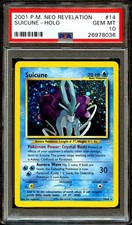 PSA 10 GEM MINT Suicune 14/64 DOUBLE HOLO ERROR Neo Revelation Pokemon Card