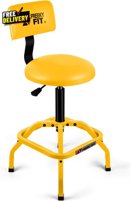 Shop Stool with Backrest Mechanic Garage Stool Adjustable Padded Yellow 300 LB..