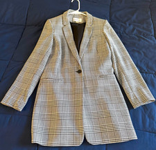 Calvin Klein Women  s Black/White Houndstooth Blazer 10 Reg Lined Pockets