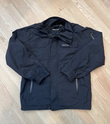 Marmot Jacket Men’ Medium Black Membrain Full Zip Outdoor Ski Pockets - No Hood - Picture 1 of 18