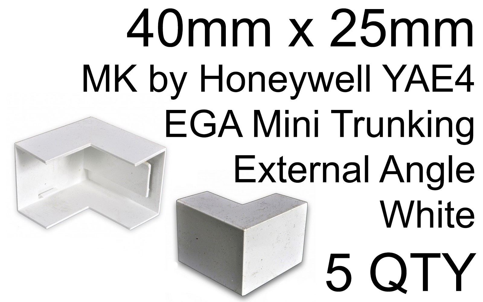5Pack 40mm x 25mm External Angle EGA Mini Trunking Bend MK by Honeywell YAE4 WHI