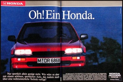 Honda Accord EX 2.0 i16, klassische Sportlimousine originale Werbung aus 1987