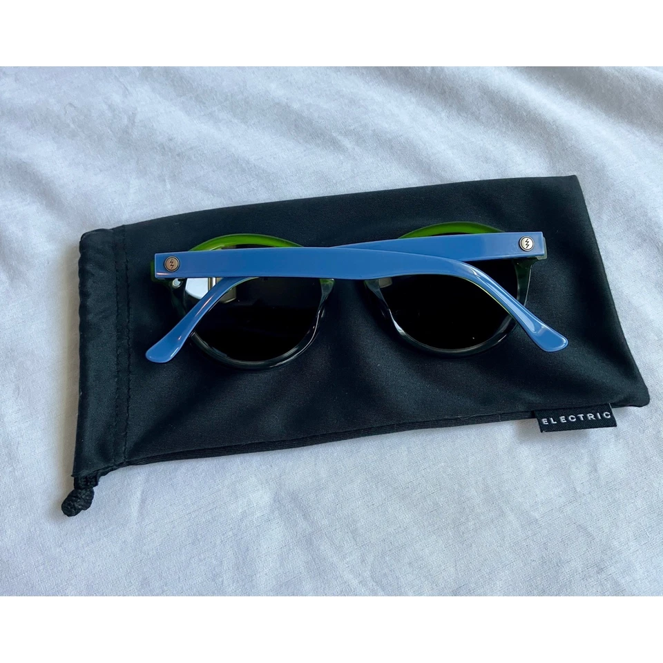 Gafas de sol eléctricas Reprise azules verdes redondas de diseñador gafas de moda Foto 3 de 4