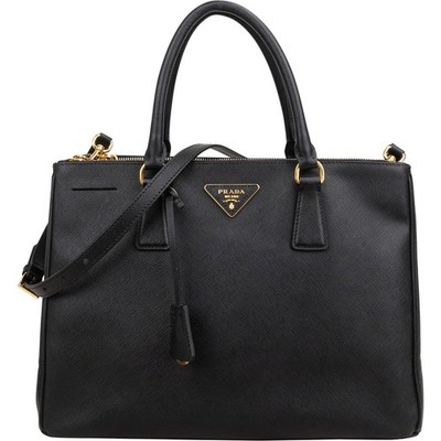 Prada Black Saffiano Leather Galleria Handbag Tasche