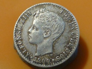 ESPAGNE 50 CENTIMOS (ARGENT) 1900 RARE & RARE QUALITE TTB/TTB !