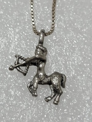 VTG ZODIAC SIGN SAGITTARIUS STERLING SILVER PENDANT, 15  LONG AGI 925 italy...