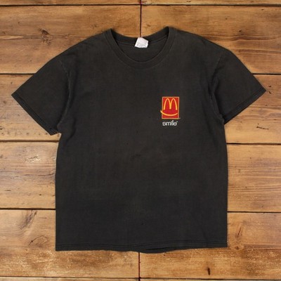 Vintage Hanes T-Shirt L Herren 90er Grau McDonalds Thrashed Retro Y2K Promo