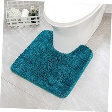 Microfiber Toilet Bath Matd Contour Shaggy 1'8" x 1'8" U-Shape U-Shape Teal